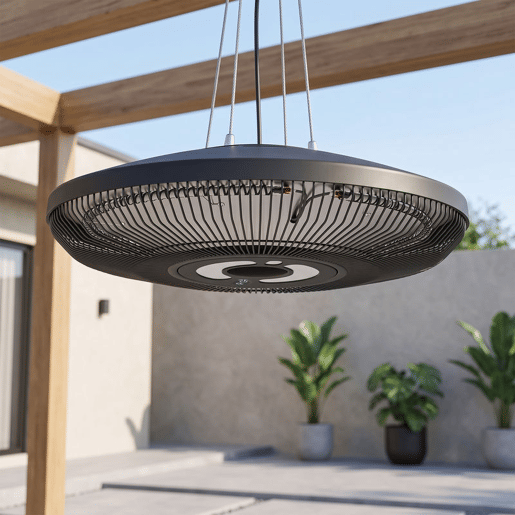 Outsunny Aquecedor Elétrico Suspenso para Exterior 10002000 W com Luz LED, IP65, Comando e Temporizador 24 h, Preto