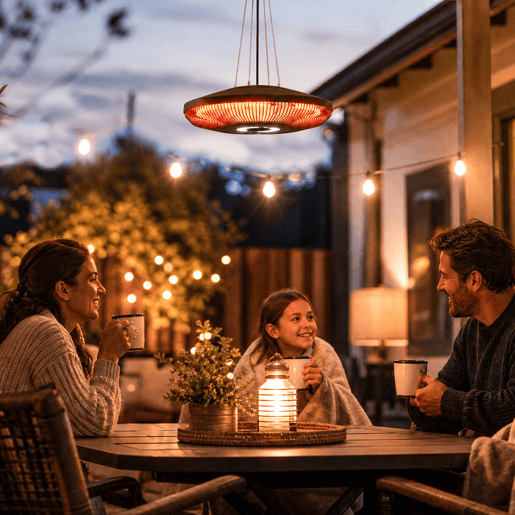 Outsunny Aquecedor Elétrico Suspenso para Exterior 10002000 W com Luz LED, IP65, Comando e Temporizador 24 h, Preto