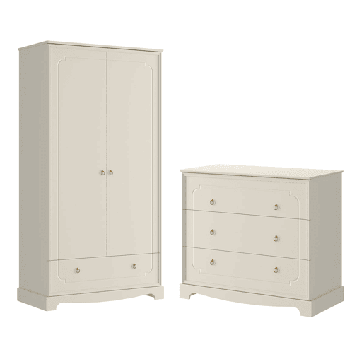 Cómoda 3 gavetas e roupeiro 2 portas Bellamy Royal Beige
