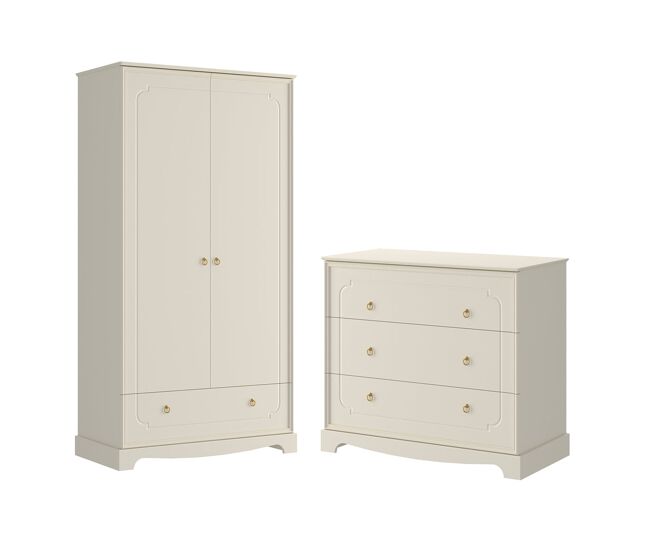 Cómoda de 3 cajones y armario de 2 puertas Bellamy Royal Beige