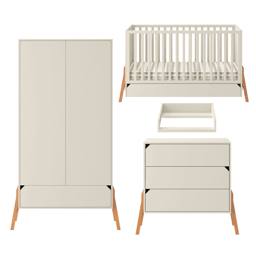 Berço evolutivo 70x140 muda-fraldas e roupeiro 2 portas Bellamy Lotta Cachemire