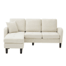 Sofá de canto de 3 lugares 166x118x77 cm - Chaise longue, algodão-linho, modular - bege