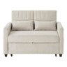 Sofá-cama de 2 lugares - design moderno, reclinável em 3 posições, algodão-linho - Bege