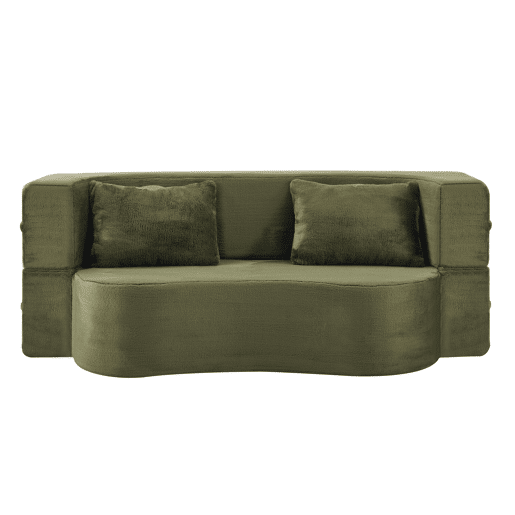 Sofá-cama de 2 lugares - dobrável, futon comprimido, sem montagem - verde
