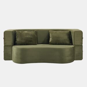 Sofá-cama de 2 lugares - dobrável, futon comprimido, sem montagem - verde