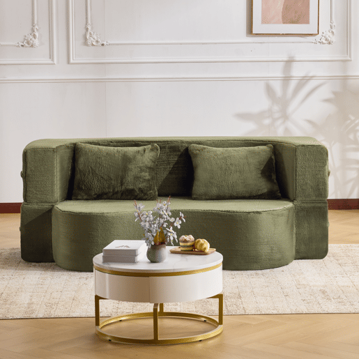 Sofá-cama de 2 lugares - dobrável, futon comprimido, sem montagem - verde
