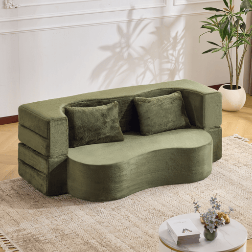 Sofá-cama de 2 lugares - dobrável, futon comprimido, sem montagem - verde