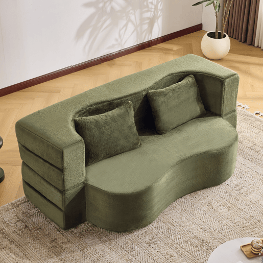 Sofá-cama de 2 lugares - dobrável, futon comprimido, sem montagem - verde