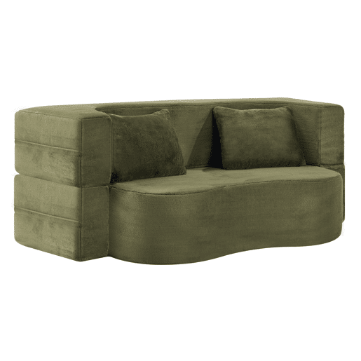 Sofá-cama de 2 lugares - dobrável, futon comprimido, sem montagem - verde