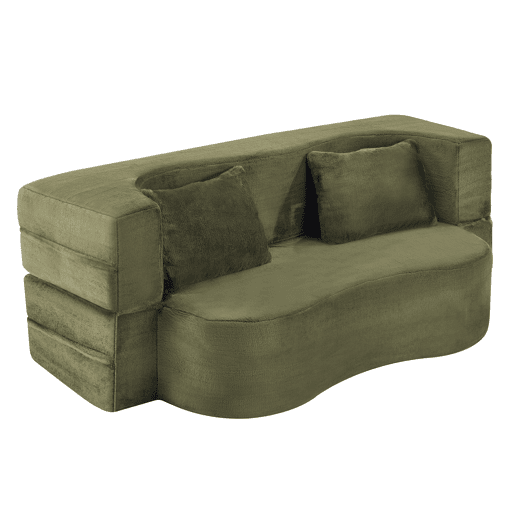 Sofá-cama de 2 lugares - dobrável, futon comprimido, sem montagem - verde