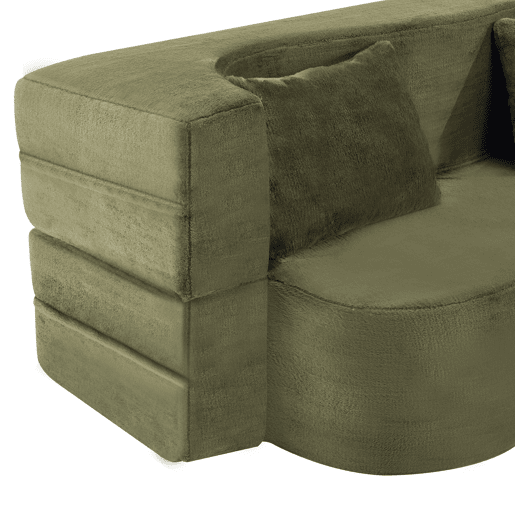 Sofá-cama de 2 lugares - dobrável, futon comprimido, sem montagem - verde