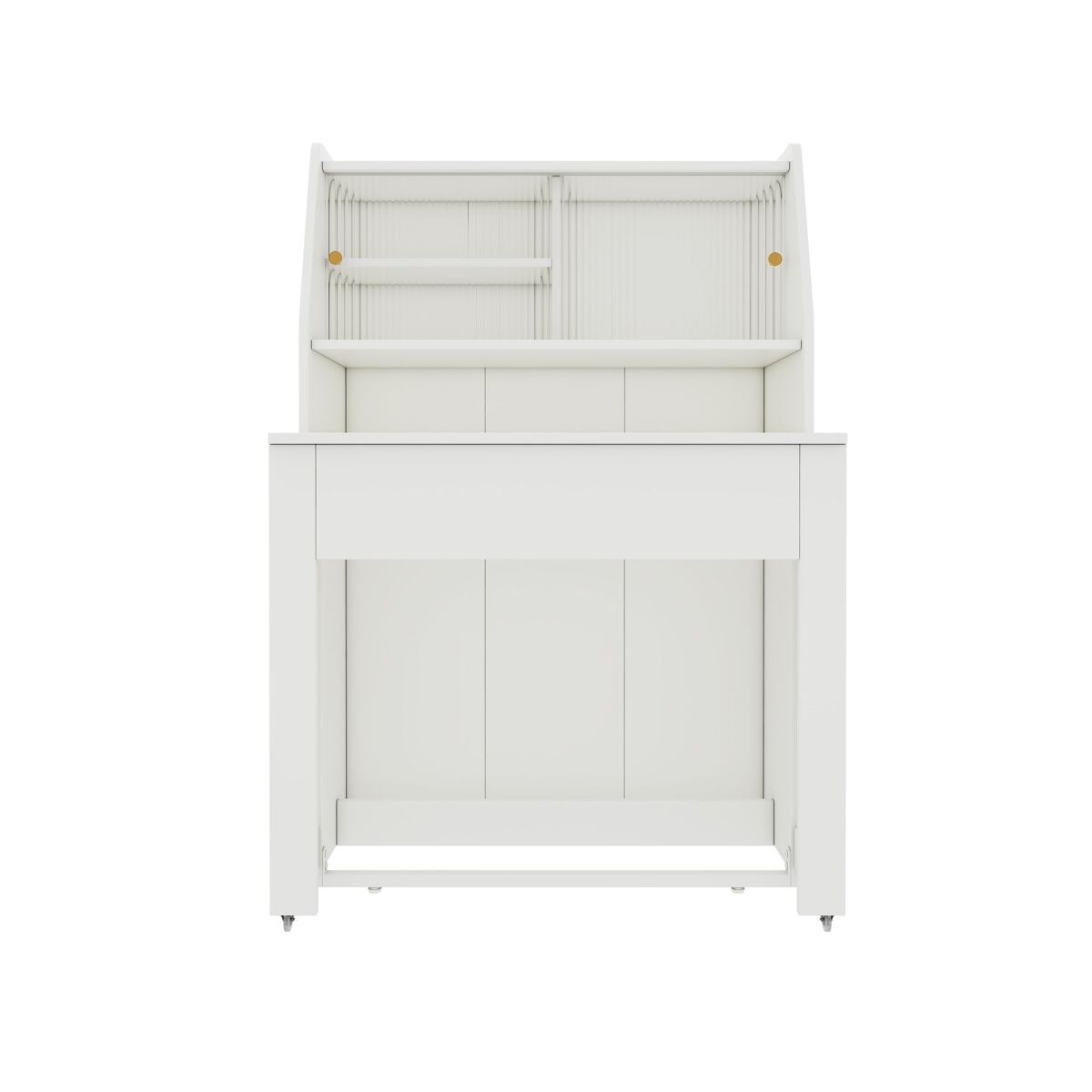Aparador, mueble bar retráctil - con compartimentos arriba - estilo moderno - blanco
