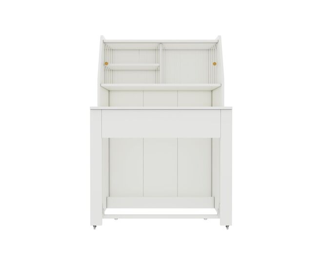 Aparador, mueble bar retráctil - con compartimentos arriba - estilo moderno - blanco