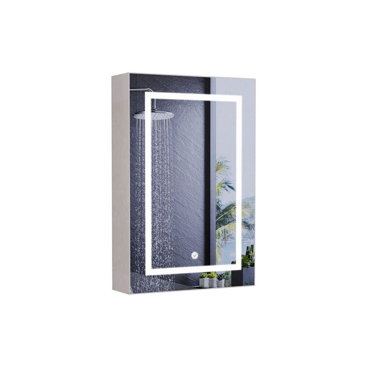 Espejo de baño de 50x70 cm con iluminación led, espejo de pared para baños, diseño moderno.