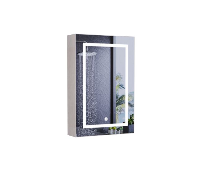 Espejo de baño de 50x70 cm con iluminación led, espejo de pared para baños, diseño moderno.
