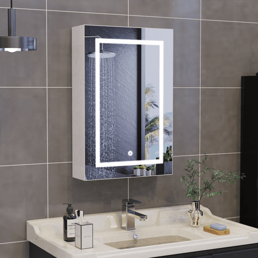 Espelho de casa de banho de 50x70 cm com iluminação LED, espelho de parede para casas de banho, design moderno Espelho de casa de banho de 50x70 cm com iluminação LED, espelho de parede para casas de banho, design moderno