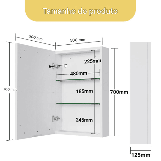 Espelho de casa de banho de 50x70 cm com iluminação LED, espelho de parede para casas de banho, design moderno Espelho de casa de banho de 50x70 cm com iluminação LED, espelho de parede para casas de banho, design moderno