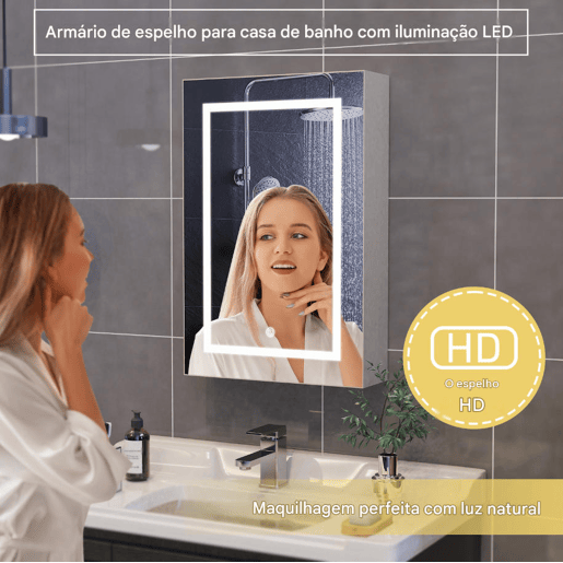Espelho de casa de banho de 50x70 cm com iluminação LED, espelho de parede para casas de banho, design moderno Espelho de casa de banho de 50x70 cm com iluminação LED, espelho de parede para casas de banho, design moderno