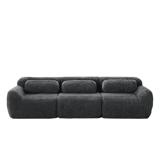 Sofá modular profundo de 3 lugares - plush premium, sem montagem, antiderrapante - cinzento Sofá modular profundo de 3 lugares - plush premium, sem montagem, antiderrapante - cinzento
