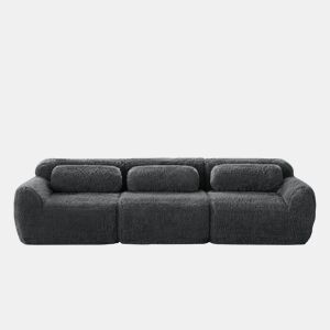 Sofá modular profundo de 3 lugares - plush premium, sem montagem, antiderrapante - cinzento