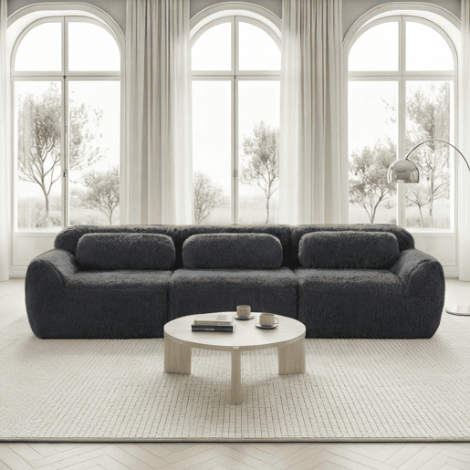 Sofá modular profundo de 3 lugares - plush premium, sem montagem, antiderrapante - cinzento Sofá modular profundo de 3 lugares - plush premium, sem montagem, antiderrapante - cinzento