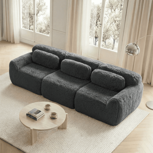 Sofá modular profundo de 3 lugares - plush premium, sem montagem, antiderrapante - cinzento Sofá modular profundo de 3 lugares - plush premium, sem montagem, antiderrapante - cinzento