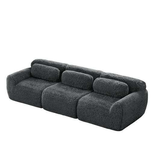 Sofá modular profundo de 3 lugares - plush premium, sem montagem, antiderrapante - cinzento Sofá modular profundo de 3 lugares - plush premium, sem montagem, antiderrapante - cinzento