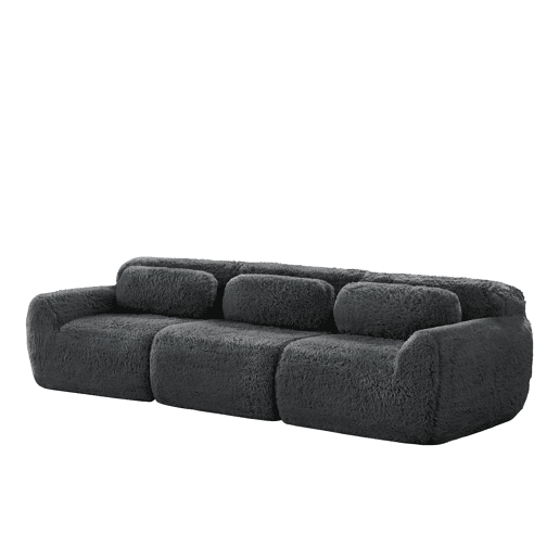 Sofá modular profundo de 3 lugares - plush premium, sem montagem, antiderrapante - cinzento Sofá modular profundo de 3 lugares - plush premium, sem montagem, antiderrapante - cinzento