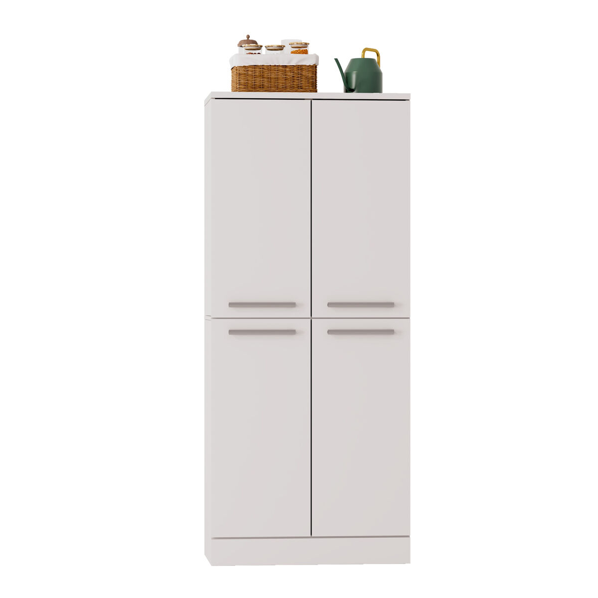 Armario de despensa de cocina 76x42x180 cm - diseño tipo frigorífico, 4 puertas, estantes regulables en altura, gran armario de cocina con tiradores