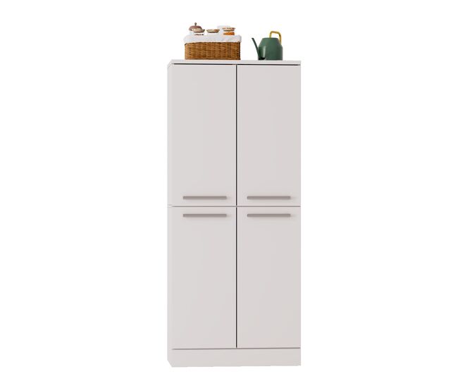 Armario de despensa de cocina 76x42x180 cm - diseño tipo frigorífico, 4 puertas, estantes regulables en altura, gran armario de cocina con tiradores