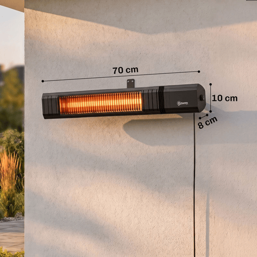 Outsunny Aquecedor por Infravermelhos para Terraço 2000 W, Aquecedor Elétrico de Parede IP65 em Alumínio, Controlo por AppTátilComando, 9 Níveis, Temporizador 24 h e Capa Outsunny Aquecedor por Infravermelhos para Terraço 2000 W, Aquecedor Elétrico de Parede IP65 em Alumínio, Controlo por AppTátilComando, 9 Níveis, Temporizador 24 h e Capa