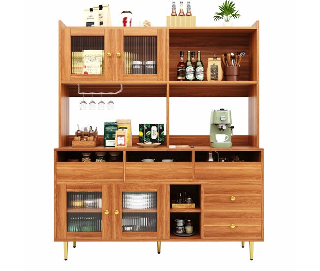 Aparador alto moderno - mdf - almacenamiento de varios niveles - marrón