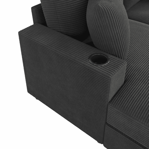 Sofá-cama XXL - Função de cama, superfície almofadada, suporte para telemóvel, USB e porta-copos - Cinza Sofá-cama XXL - Função de cama, superfície almofadada, suporte para telemóvel, USB e porta-copos - Cinza