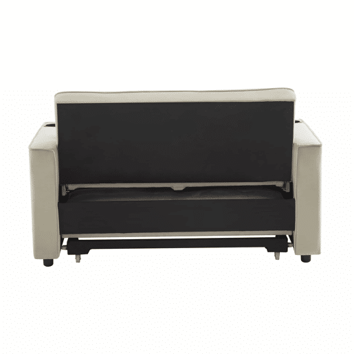 Sofá-cama rebatível multi-ângulo ajustável - 2 lugares - Tecido de veludo - Com suportes para copos e almofadas - Bege Sofá-cama rebatível multi-ângulo ajustável - 2 lugares - Tecido de veludo - Com suportes para copos e almofadas - Bege