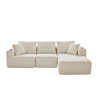 Sofá de 3 lugares 261×165 cm - Espuma viscoelástica, sem pés, chaise longue em L, com porta-copos e bolsa - Bege