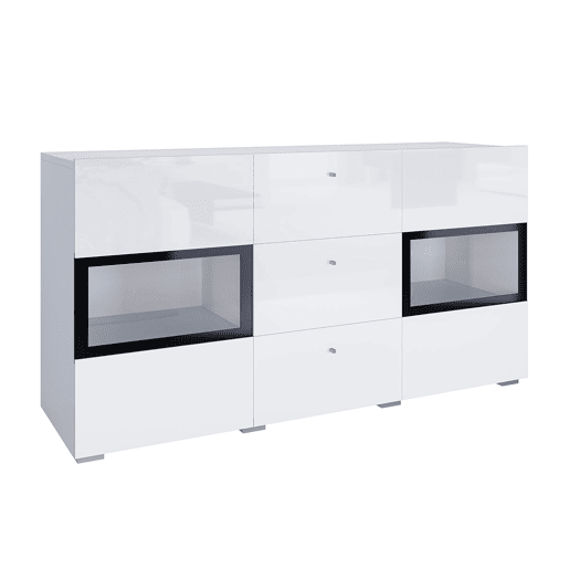 Aparador de 2 portas e 3 gavetas com LED Sloan Branco