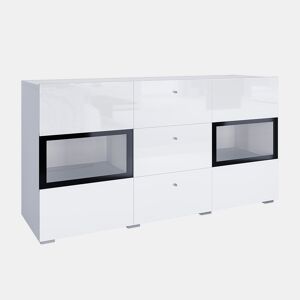 Aparador de 2 portas e 3 gavetas com LED Sloan Branco