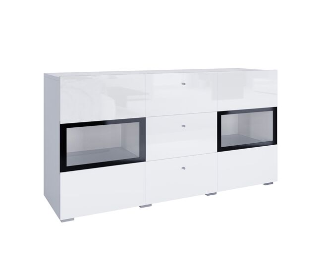 Aparador 2 puertas 3 cajones con led sloan blanco