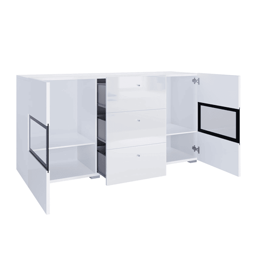 Aparador de 2 portas e 3 gavetas com LED Sloan Branco