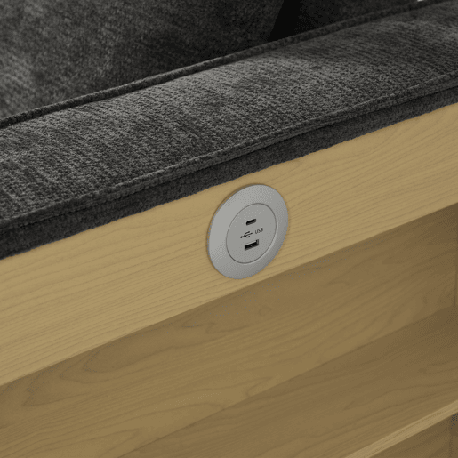 Sofá-cama multifuncional de 3 lugares - com arrumação, função cama, porta-copos, USB e almofadas - Cinza