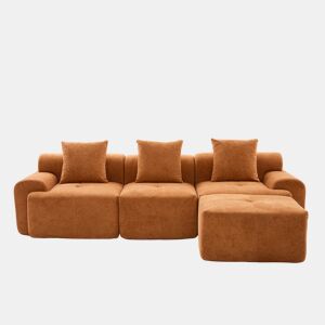 Sofá modular de 3 lugares 268×102×78 cm - em forma de L, sem estrutura, espuma viscoelástica, sem montagem - Laranja