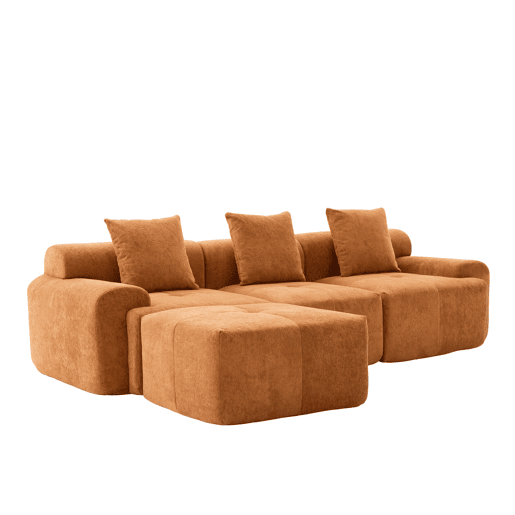 Sofá modular de 3 lugares 268×102×78 cm - em forma de L, sem estrutura, espuma viscoelástica, sem montagem - Laranja Sofá modular de 3 lugares 268×102×78 cm - em forma de L, sem estrutura, espuma viscoelástica, sem montagem - Laranja