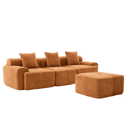 Sofá modular de 3 lugares 268×102×78 cm - em forma de L, sem estrutura, espuma viscoelástica, sem montagem - Laranja Sofá modular de 3 lugares 268×102×78 cm - em forma de L, sem estrutura, espuma viscoelástica, sem montagem - Laranja
