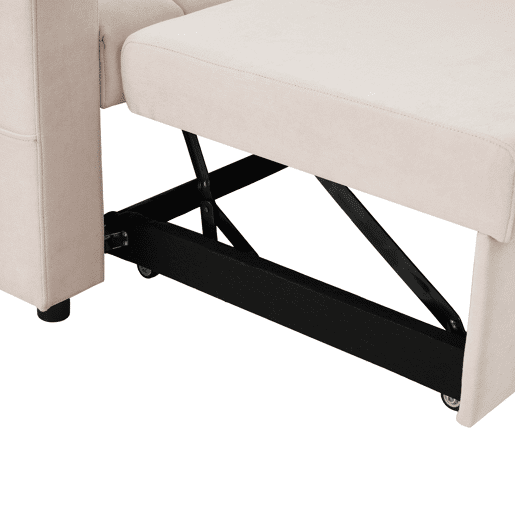 Sofá multifuncional moderno - Sofá-cama com função de descanso, encosto ajustável, com porta-copos e almofadas - Bege