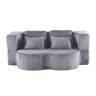 Sofá-cama de chão de 2 lugares - moderno, confortável, com 4 almofadas e colchão de espuma de alta densidade - azul acinzentado