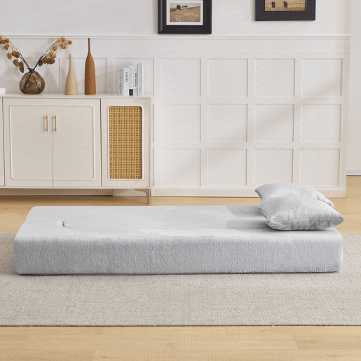 Sofá-cama de 2 lugares - conversível, sem montagem, fácil de transportar - cinzento claro