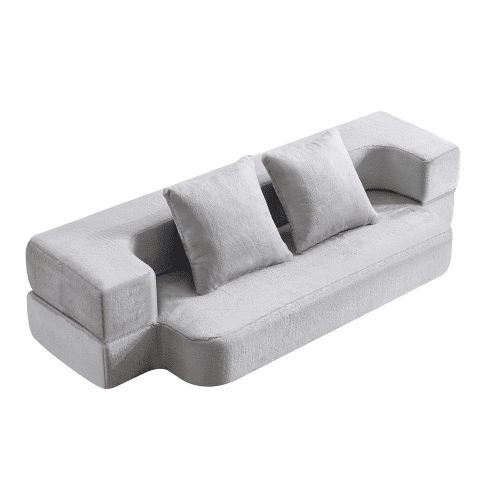 Sofá-cama de 2 lugares - conversível, sem montagem, fácil de transportar - cinzento claro