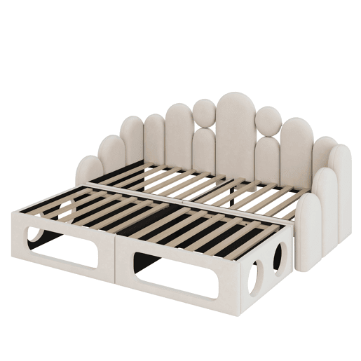 Sofá-cama 180x200 cm - 2 em 1 multifuncional com cama para animais de estimação, estofado em veludo, com base de colchão e encosto - Bege Sofá-cama 180x200 cm - 2 em 1 multifuncional com cama para animais de estimação, estofado em veludo, com base de colchão e encosto - Bege