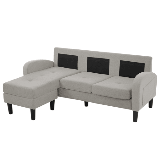 Sofá de canto em L de 3 lugares 166x118 cm - modular com chaise longue - cinzento Sofá de canto em L de 3 lugares 166x118 cm - modular com chaise longue - cinzento