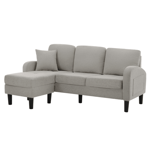 Sofá de canto em L de 3 lugares 166x118 cm - modular com chaise longue - cinzento Sofá de canto em L de 3 lugares 166x118 cm - modular com chaise longue - cinzento